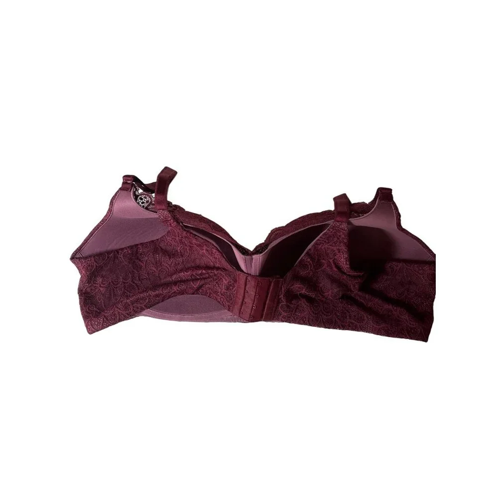 Torrid Curve Bra Size‎ 48 D Burgundy Lace Wire-Free Lightly Lined Everyday